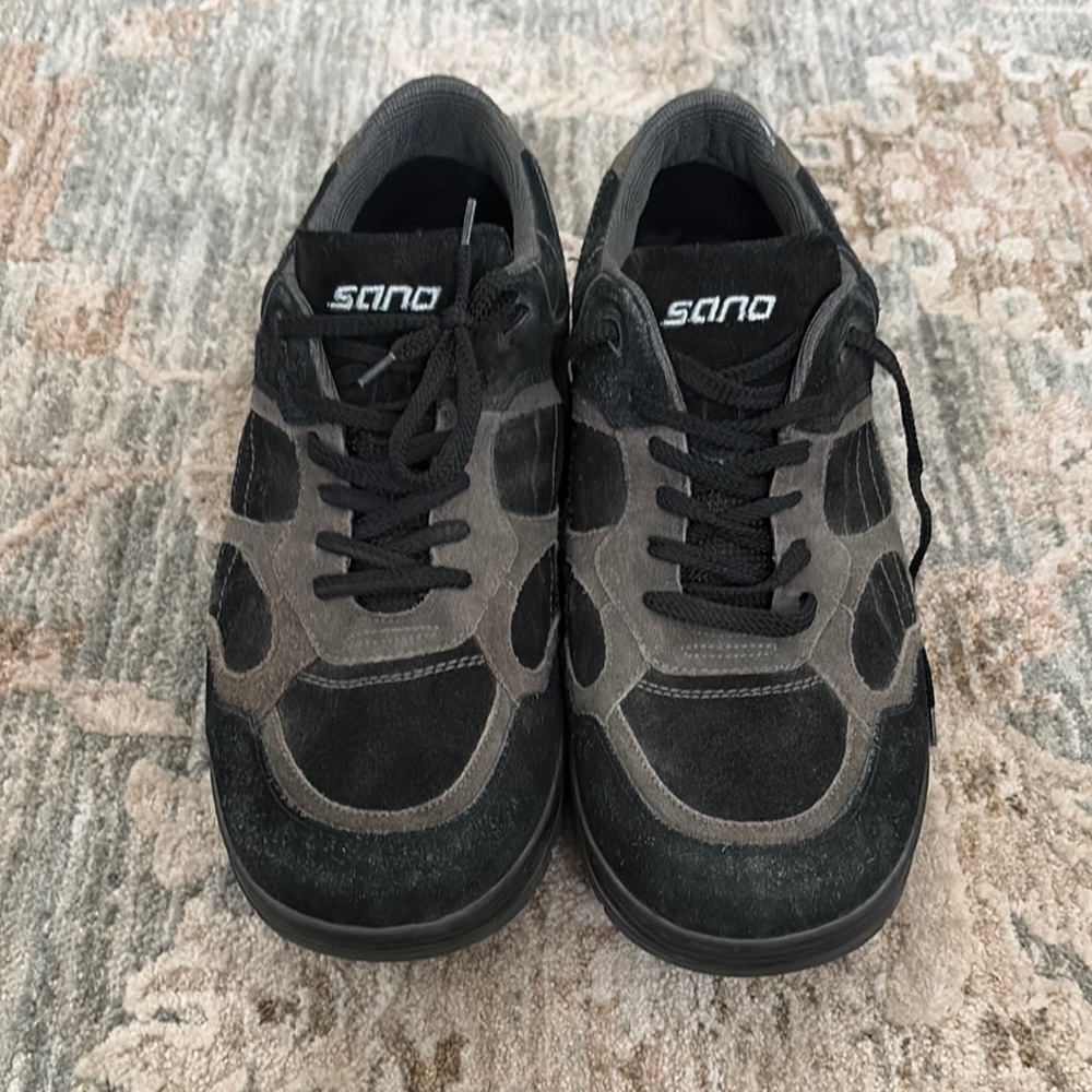 Black and Gray Athletic Sneakers with Suede and Mesh